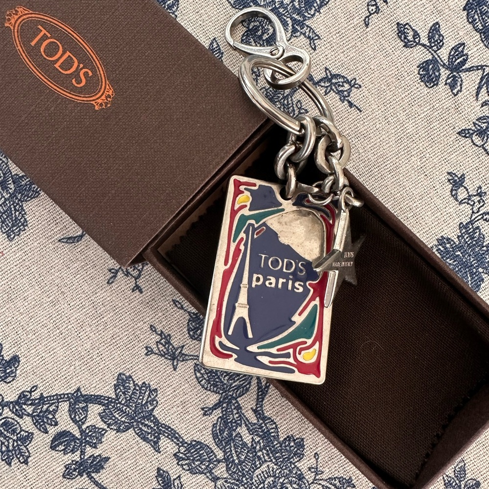 Tod's Paris Keychain with Silver and Multicolor Accents
